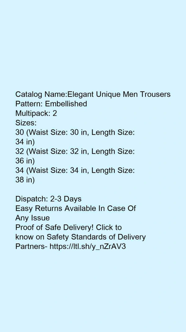Catalog Name:*Elegant Unique Men Trousers*Pattern: EmbellishedMultipack: 2 - 28