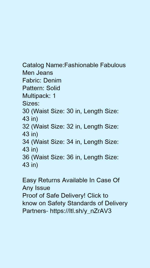 Catalog Name:*Fashionable Fabulous Men Jeans*Fabric: DenimPattern: SolidMultipack: 1 - 36