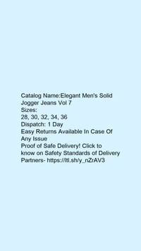 Catalog Name:*Elegant Men's Solid Jogger Jeans Vol 7* - 32
