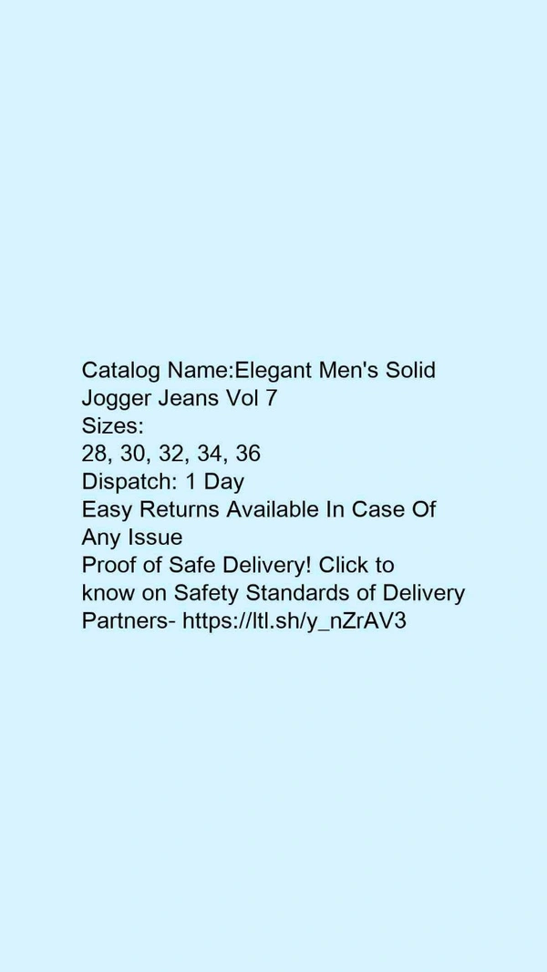 Catalog Name:*Elegant Men's Solid Jogger Jeans Vol 7* - 32