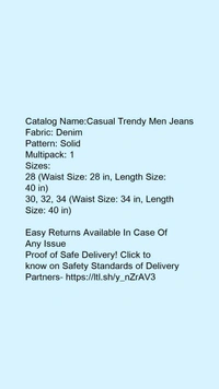 Catalog Name:*Casual Trendy Men Jeans*Fabric: DenimPattern: SolidMultipack: 1 - 28