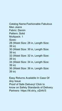 Catalog Name:*Fashionable Fabulous Men Jeans*Fabric: DenimPattern: SolidMultipack: 1 - 34