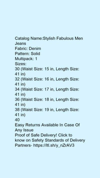 Catalog Name:*Stylish Fabulous Men Jeans*Fabric:,🥰❤️ DenimPattern: SolidMultipack: 1 - 30