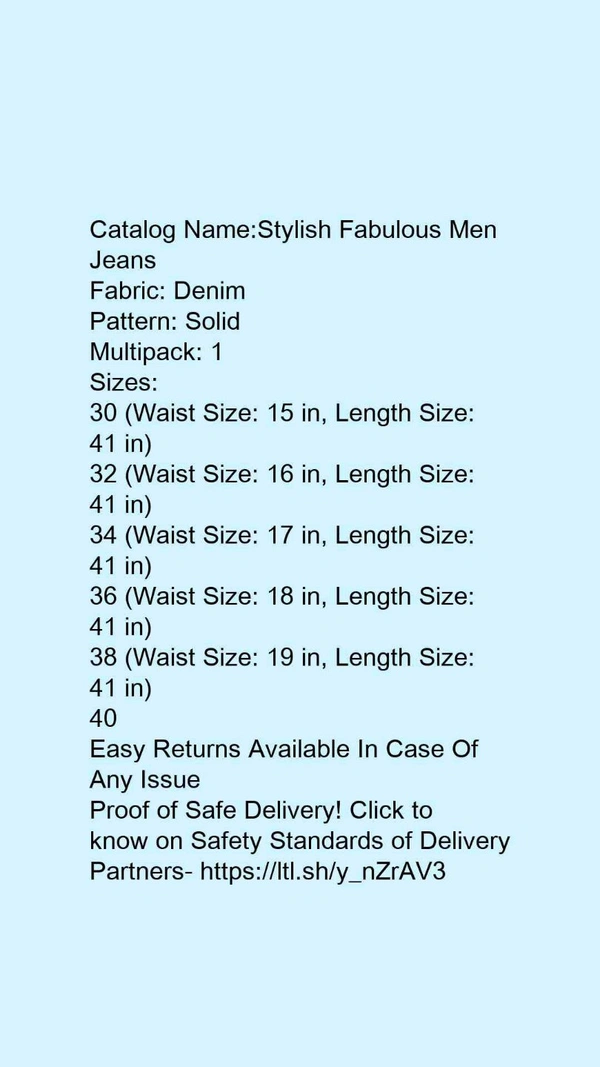 Catalog Name:*Stylish Fabulous Men Jeans*Fabric:,🥰❤️ DenimPattern: SolidMultipack: 1 - 30