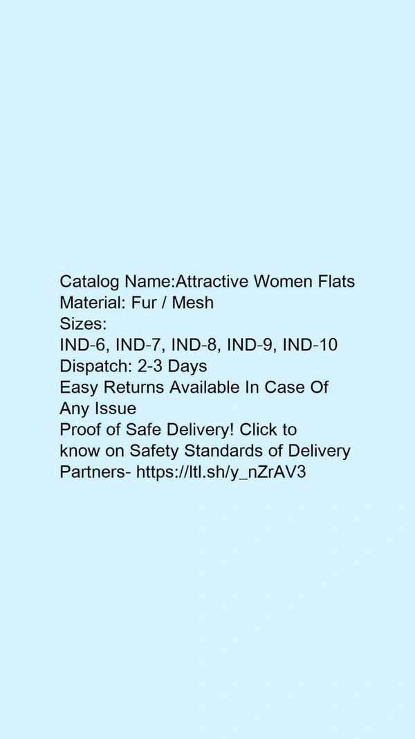 Catalog Name:*Attractive Women Flats*Material: Fur / Mesh - IND-6