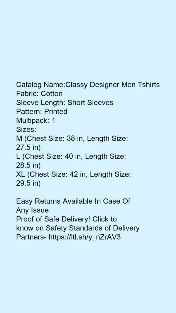 Catalog Name:*Classy Designer Men Tshirts*Fabric: CottonSleeve Length: Short SleevesPattern: PrintedMultipack: 1 - Black, S