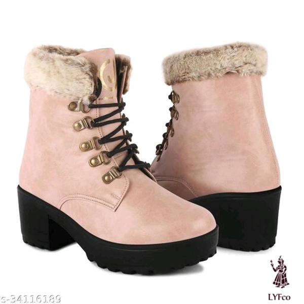 Catalog Name:*Stylish Women Boots*Material: Syntethic LeatherSole Material: PvcPattern: SolidFastening & Back Detail: Lace-Up - IND-5