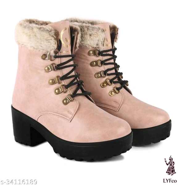 Catalog Name:*Stylish Women Boots*Material: Syntethic LeatherSole Material: PvcPattern: SolidFastening & Back Detail: Lace-Up - IND-6