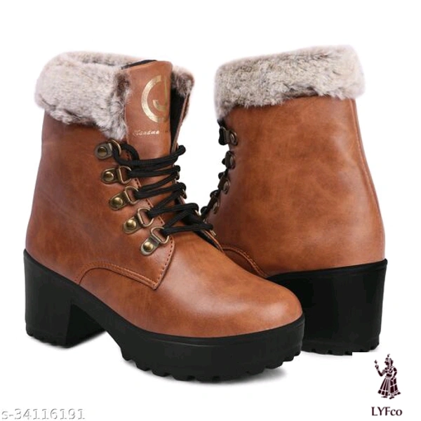 Catalog Name:*Stylish Women Boots*Material: Syntethic LeatherSole Material: PvcPattern: SolidFastening & Back Detail: Lace-Up - IND-4