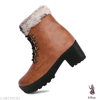 Catalog Name:*Stylish Women Boots*Material: Syntethic LeatherSole Material: PvcPattern: SolidFastening & Back Detail: Lace-Up - IND-6