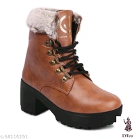 Catalog Name:*Stylish Women Boots*Material: Syntethic LeatherSole Material: PvcPattern: SolidFastening & Back Detail: Lace-Up - IND-6
