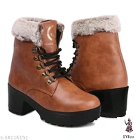 Catalog Name:*Stylish Women Boots*Material: Syntethic LeatherSole Material: PvcPattern: SolidFastening & Back Detail: Lace-Up - IND-8