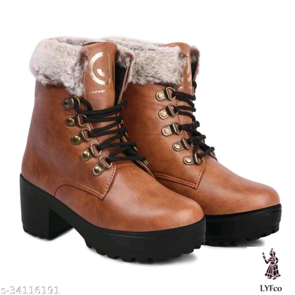 Catalog Name:*Stylish Women Boots*Material: Syntethic LeatherSole Material: PvcPattern: SolidFastening & Back Detail: Lace-Up - IND-8