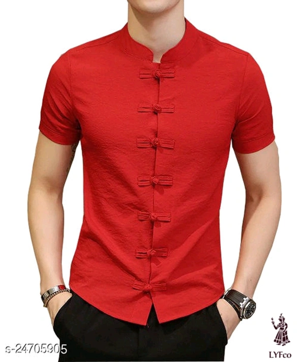 Catalog Name:*Trendy Latest Men Shirts*Fabric: CottonSleeve Length: Short SleevesPattern: SolidMultipack: 1 - Red