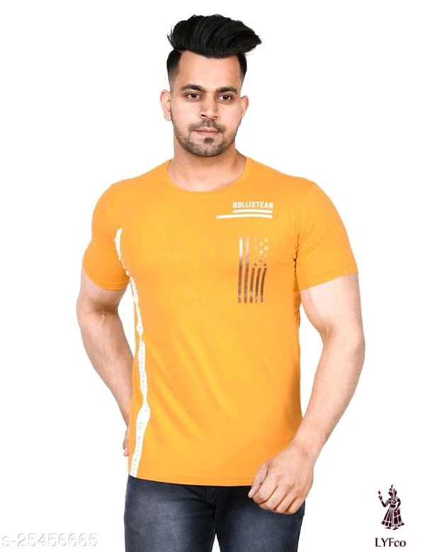 Catalog Name:*Stylish Fabulous Men Tshirts*Fabric: LycraSleeve Length: Short SleevesPattern: Printed,SolidMultipack: 1 - L