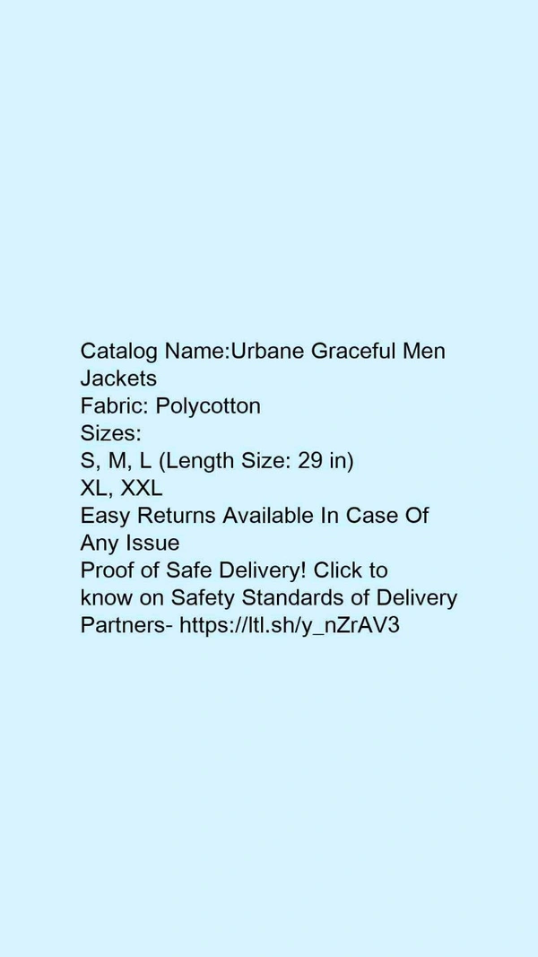 Catalog Name:*Urbane Graceful Men Jackets*Fabric: Polycotton - M