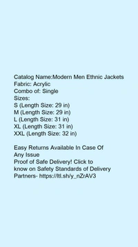Catalog Name:*Modern Men Ethnic Jackets*Fabric: AcrylicCombo of: Single - XL