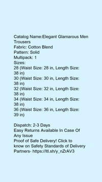 Catalog Name:*Elegant Glamarous Men Trousers*Fabric: Cotton BlendPattern: Solid - 30