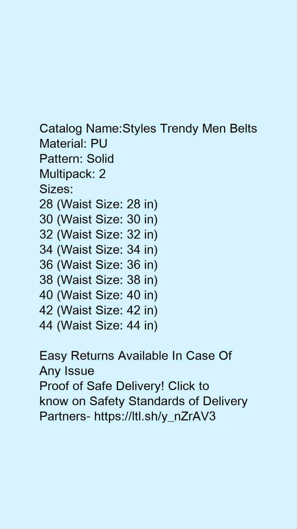 Catalog Name:*Styles Trendy Men Belts*Material: PUPattern: SolidMultipack: 2 - 44