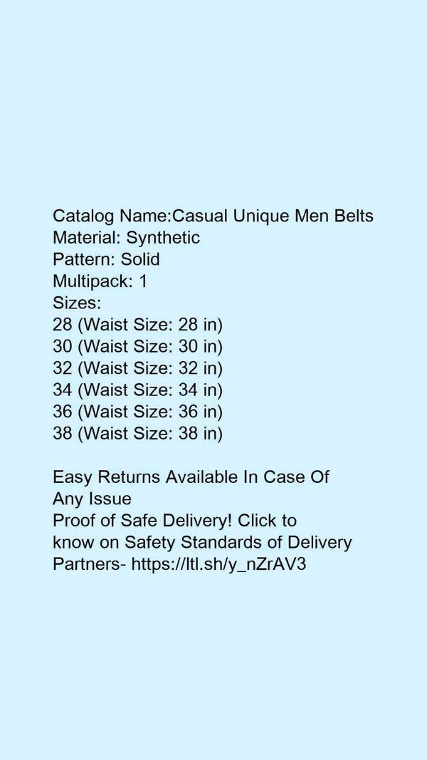 Catalog Name:*Casual Unique Men Belts*Material: SyntheticPattern: SolidMultipack: 1 - 42