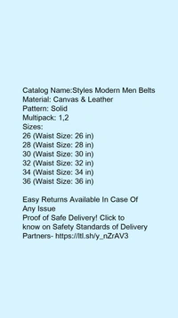 Catalog Name:*Styles Modern Men Belts*Material: Canvas & LeatherPattern: SolidMultipack: ,2 - 36