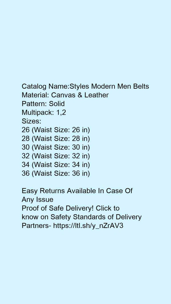 Catalog Name:*Styles Modern Men Belts*Material: Canvas & LeatherPattern: SolidMultipack: ,2 - 28