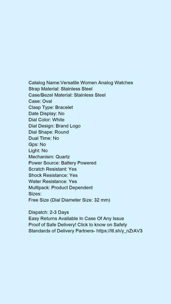 Catalog Name:*Versatile Women Analog Watches* - Free size