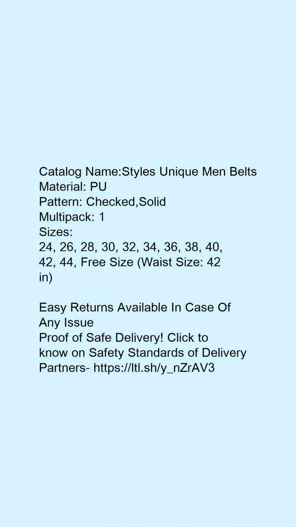 Catalog Name:*Styles Unique Men Belts*Material: PUPattern: Checked,SolidMultipack: 1 - 40