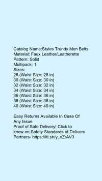 Catalog Name:*Styles Trendy Men Belts*Material: Faux Leather/LeatherettePattern: SolidMultipack: 1 - 28