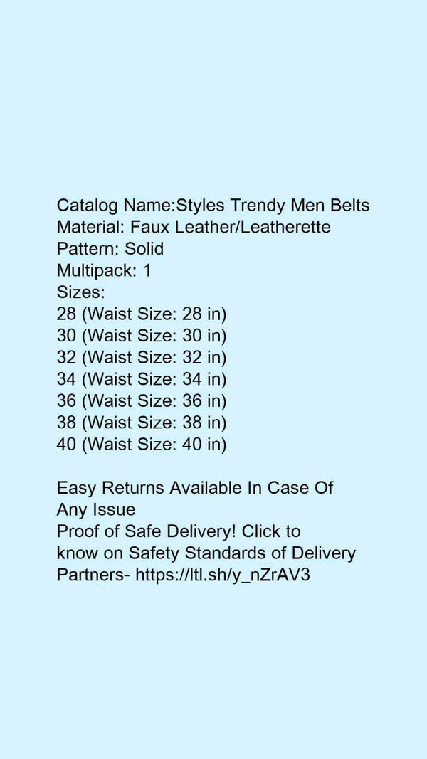 Catalog Name:*Styles Trendy Men Belts*Material: Faux Leather/LeatherettePattern: SolidMultipack: 1 - 28