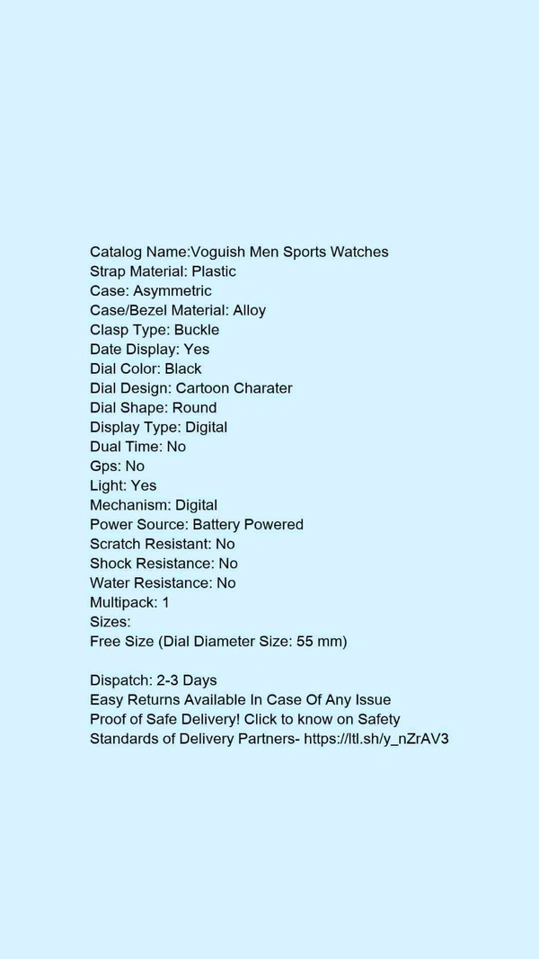 Catalog Name:*Voguish Men Sports Watches* - Free size