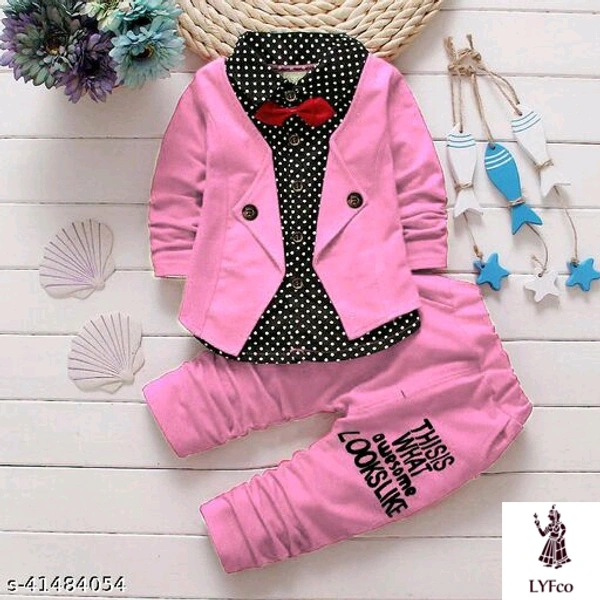 Catalog Name:*Pretty Funky Boys Top & Bottom Sets*Top Fabric: Hosiery CottonBottom Fabric: Hosiery CottonSleeve Length: Long SleevesTop Pattern: Self DesignBottom Pattern: Self-DesignMultipack: SingleAdd-Ons: Bow Tie - 5-6 Years
