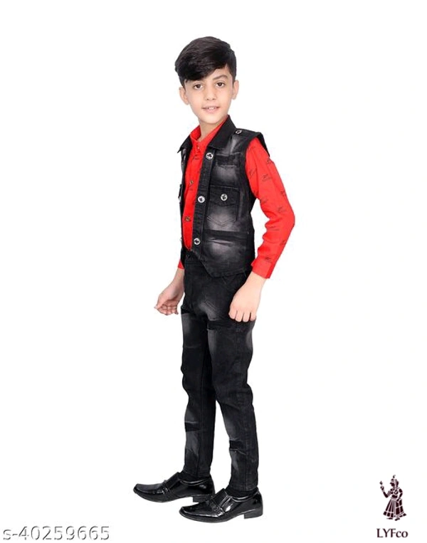Catalog Name:*Princess Elegant Boys Top & Bottom Sets*Top Fabric: DenimBottom Fabric: DenimSleeve Length: Long SleevesTop Pattern: Dyed/ WashedBottom Pattern: Dyed/ WashedMultipack: SingleAdd-Ons: Bow Tie - 2-3 Years
