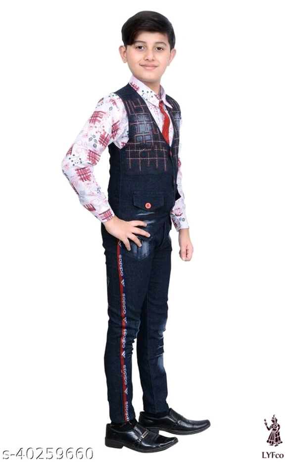 Catalog Name:*Princess Elegant Boys Top & Bottom Sets*Top Fabric: DenimBottom Fabric: DenimSleeve Length: Long SleevesTop Pattern: Dyed/ WashedBottom Pattern: Dyed/ WashedMultipack: SingleAdd-Ons: Bow Tie - 2-3 Years