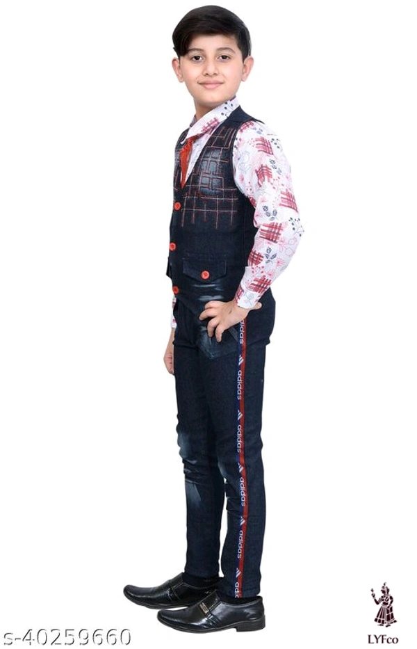 Catalog Name:*Princess Elegant Boys Top & Bottom Sets*Top Fabric: DenimBottom Fabric: DenimSleeve Length: Long SleevesTop Pattern: Dyed/ WashedBottom Pattern: Dyed/ WashedMultipack: SingleAdd-Ons: Bow Tie - 2-3 Years