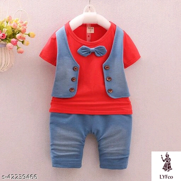 Catalog Name:*Pretty Stylus Boys Top & Bottom Sets*Sleeve Length: Short SleevesTop Pattern: Colorblocked,AppliqueBottom Pattern: AppliqueMultipack: SingleAdd-Ons: Bow Tie - 9-12 Months