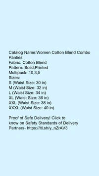 Catalog Name:*Women Cotton Blend Combo Panties*Fabric: Cotton BlendPattern: Solid,PrintedMultipack:3 - M