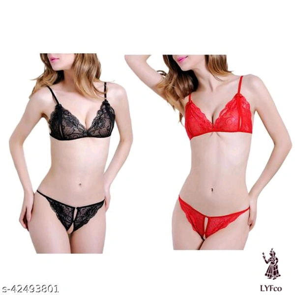 Fancy Women Lingerie Sets*Top Fabric: NetBottom Fabric: NetPrint or Pattern Type: SolidMultipack: 2 - M