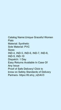 Catalog Name:*Unique Graceful Women Flats*Material: SyntheticSole Material: PVC - 9
