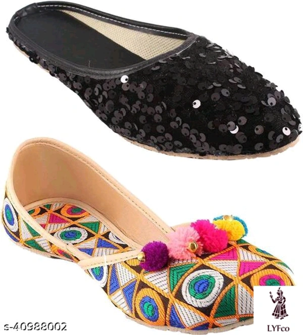 Catalog Name:*Latest Women Juttis & Mojaris*Material: Syntethic LeatherSole Material: PvcPattern: EmbellishedFastening & Back Detail: Slip-OnMultipack: 2 - IND-4