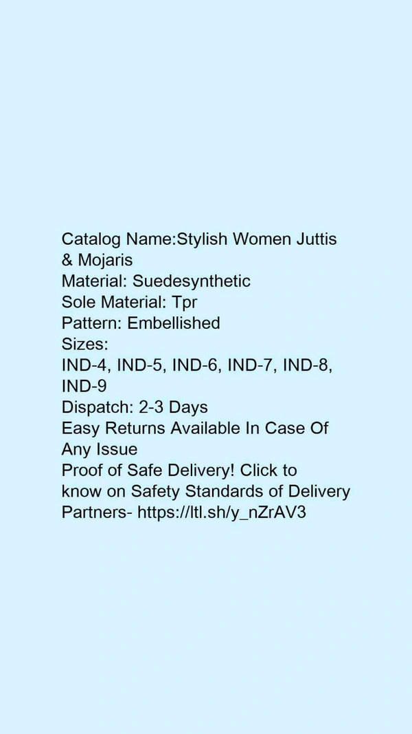 Catalog Name:*Stylish Women Juttis & Mojaris*Material: SuedesyntheticSole Material: TprPattern: Embellished - 9