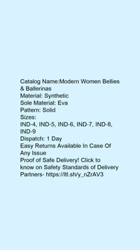 Catalog Name:*Modern Women Bellies & Ballerinas*Material: SyntheticSole Material: EvaPattern: Solid - 8