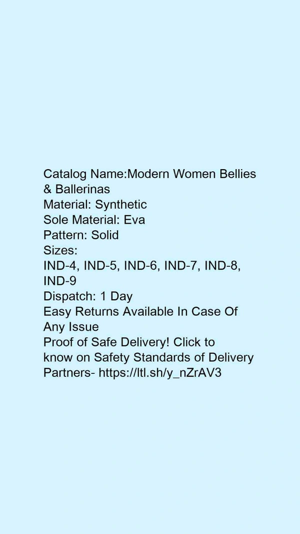 Catalog Name:*Modern Women Bellies & Ballerinas*Material: SyntheticSole Material: EvaPattern: Solid - 8