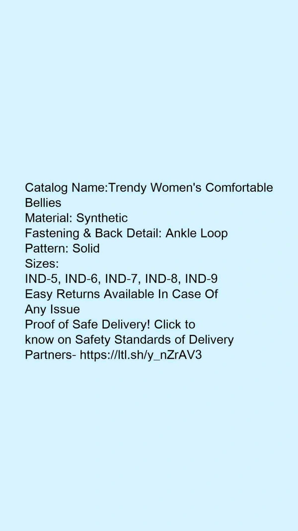 Catalog Name:*Trendy Women's Comfortable Bellies*Material: SyntheticFastening & Back Detail: Ankle LoopPattern: Solid - 8