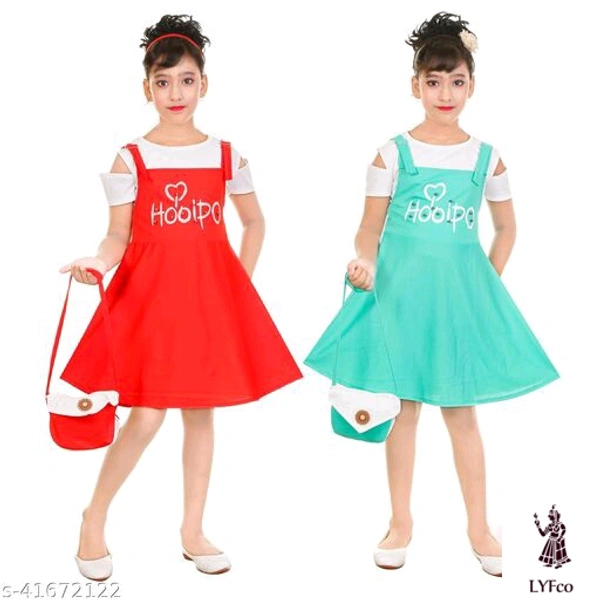 Catalog Name:*Modern Trendy Girls Frocks & Dresses*Fabric: Cotton BlendSleeve Length: Short Sleeves,Three-Quarter Sleeves,SleevelessPattern: Self-DesignMultipack: Pack Of 2 - 3-4