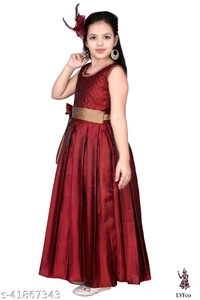 Catalog Name:*Modern Fancy Girls Frocks & Dresses*Fabric: SilkSleeve Length: SleevelessPattern: Solid,EmbellishedMultipack: Single - 4-5