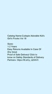 Catalog Name:*Cutiepie Adorable Kid's Girl's Frocks Vol 18* - 1-2 Years
