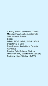 Catalog Name:*Trendy Men Loafers*Material: Faux Leather/LeatheretteSole Material: Rubber - 6