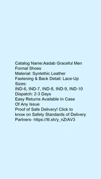 Catalog Name:*Aadab Graceful Men Formal Shoes*Material: Syntethic LeatherFastening & Back Detail: Lace-Up - 6