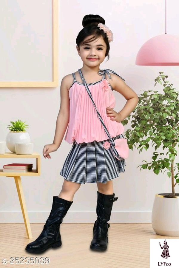 Catalog Name:*Princess Elegant Girls Top & Bottom Sets*Top Fabric: GeorgetteBottom Fabric: Hosiery CottonSleeve Length: Sleeveless,Shoulder StrapsTop Pattern: Self-Design,SolidBottom Pattern: Self Design,StripedMultipack: Pack Of 3,SingleAdd-Ons: No Add Ons - 12- 18 Months